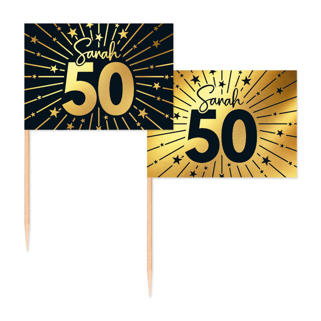 WeFiesta Cocktailprikkers Sarah Goud & Zwart 50 stuks