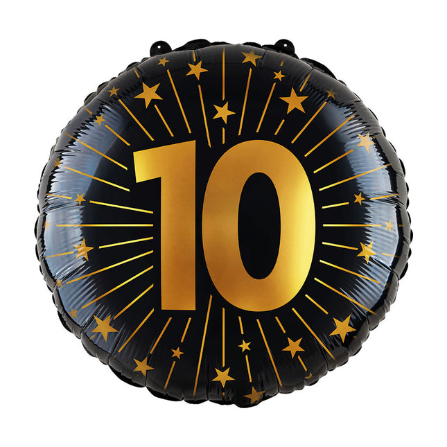 WeFiesta Folieballon 10 Goud Zwart 45 cm