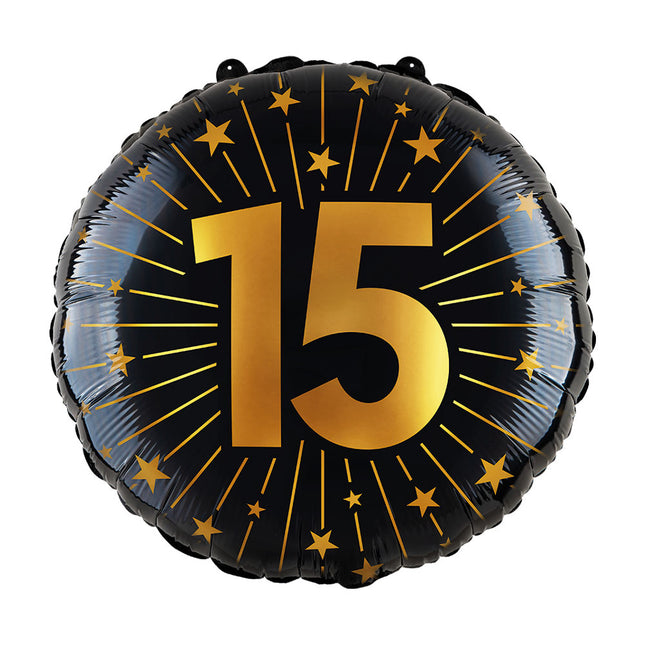 WeFiesta Folieballon 15 Goud Zwart 45 cm