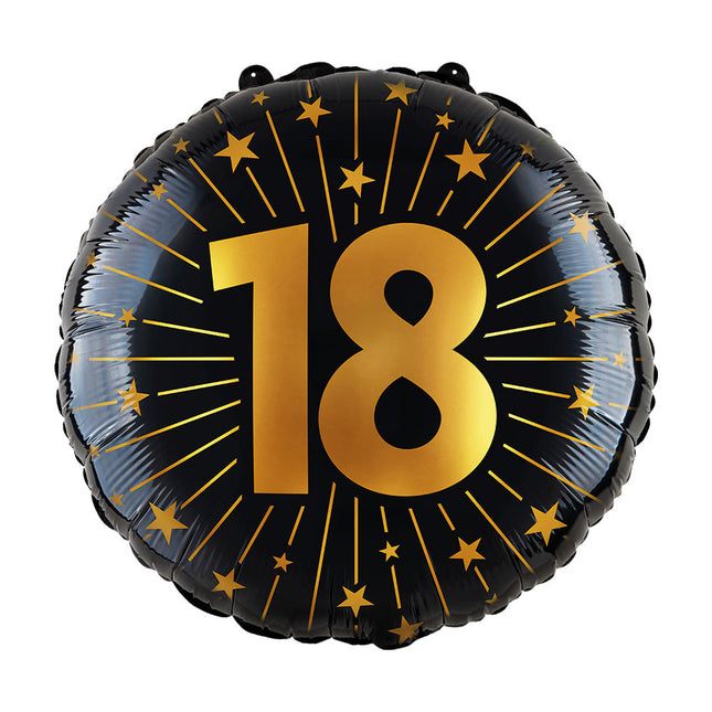 WeFiesta Folieballon 18 Goud Zwart 45 cm