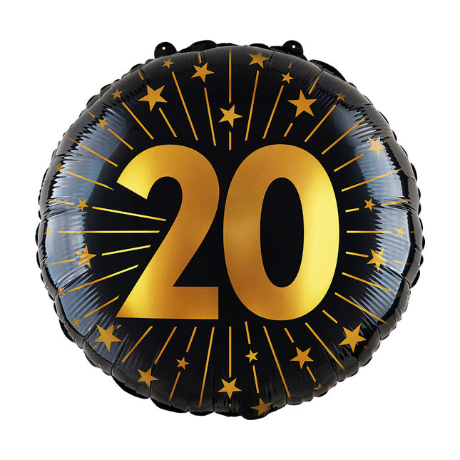 WeFiesta Folieballon 20 Goud Zwart 45 cm