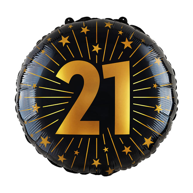 WeFiesta Folieballon 21 Goud Zwart 45 cm
