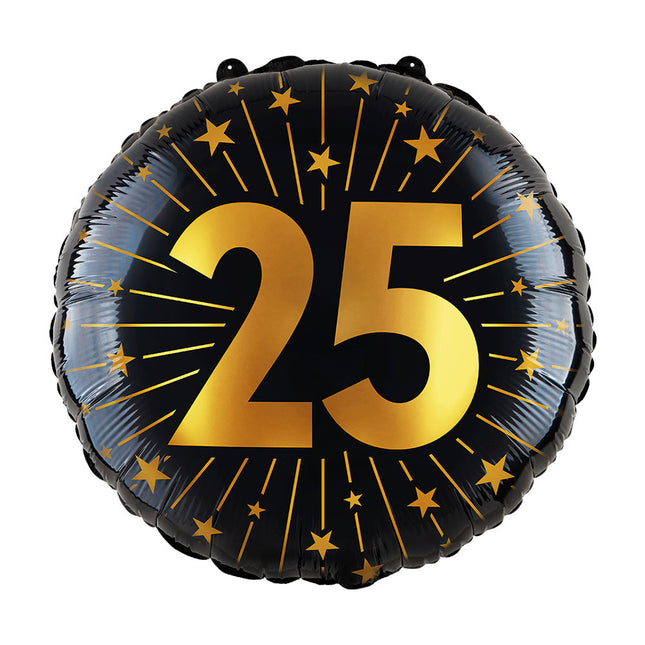 WeFiesta Folieballon 25 Goud Zwart 45 cm