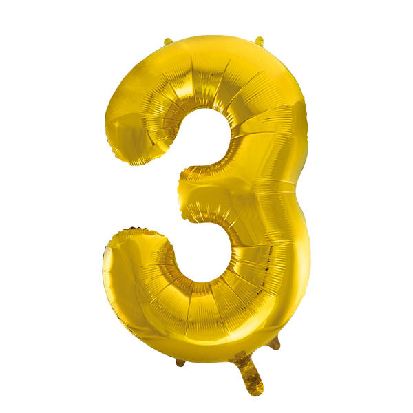 WeFiesta Folieballon 3 Goud 86 cm