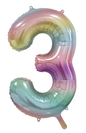 WeFiesta Folieballon 3 Pastel Regenboog 86 cm