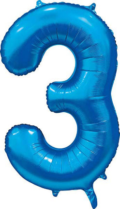 WeFiesta Folieballon 3 Satijn Blauw 86 cm