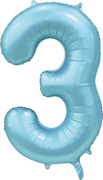 WeFiesta Folieballon 3 Satijn Lichtblauw 86 cm