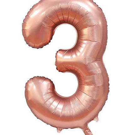 WeFiesta Folieballon 3 Satijn Rose Goud 86 cm