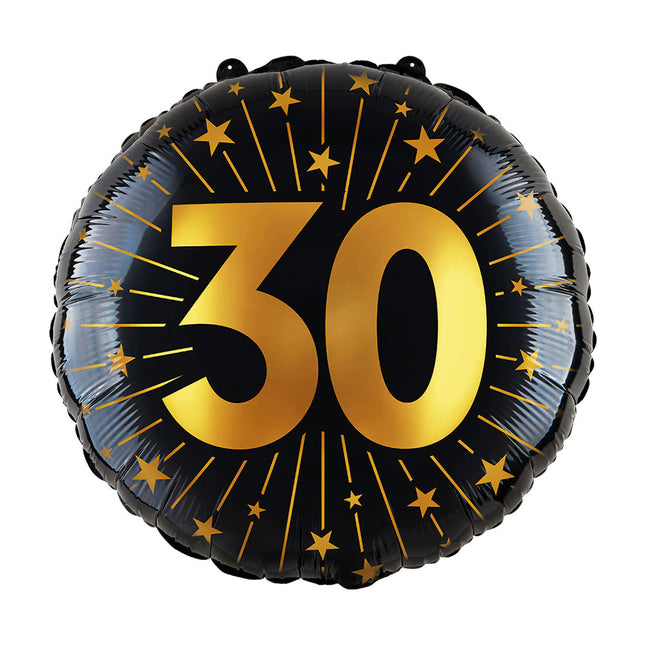 WeFiesta Folieballon 30 Goud Zwart 45 cm