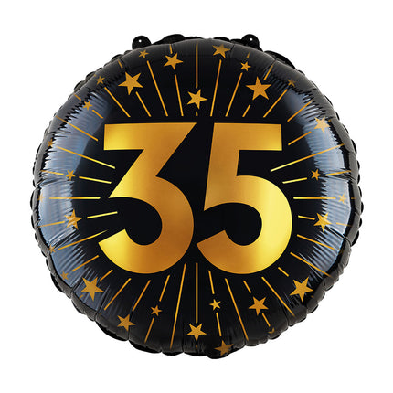 WeFiesta Folieballon 35 Goud Zwart 45 cm