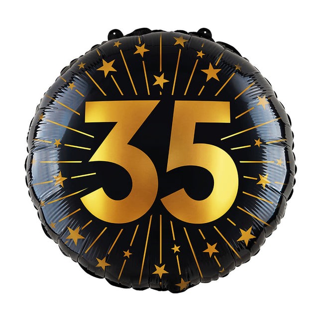 WeFiesta Folieballon 35 Goud Zwart 45 cm