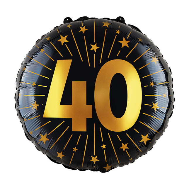 WeFiesta Folieballon 40 Goud Zwart 45 cm
