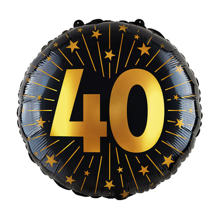 WeFiesta Folieballon 40 Goud Zwart 45 cm