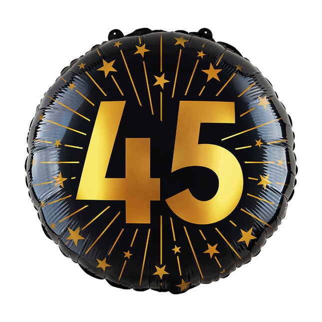 WeFiesta Folieballon 45 Goud Zwart 45 cm