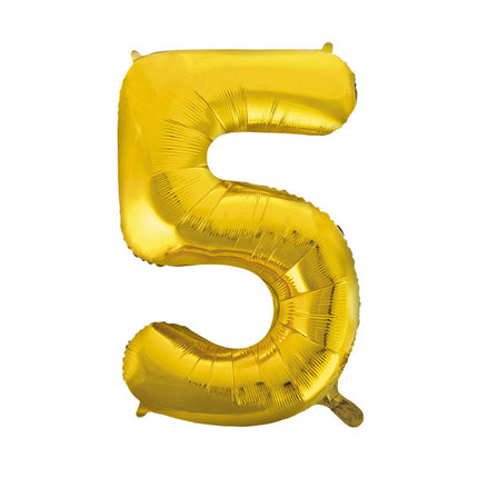 WeFiesta Folieballon 5 Goud 86 cm