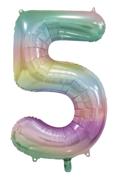 WeFiesta Folieballon 5 Pastel Regenboog 86 cm