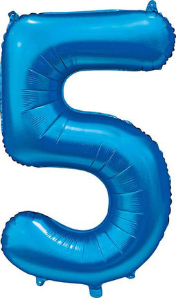 WeFiesta Folieballon 5 Satijn Blauw 86 cm