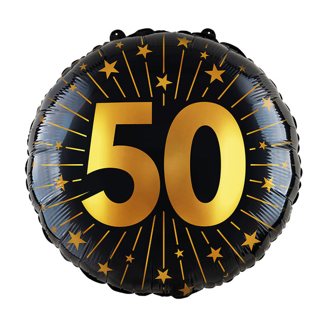 WeFiesta Folieballon 50 Goud Zwart 45 cm