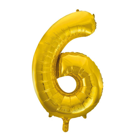 WeFiesta Folieballon 6 Goud 86 cm