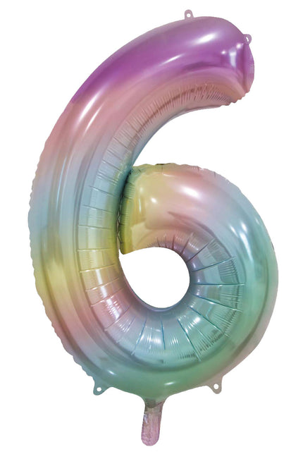 WeFiesta Folieballon 6 Pastel Regenboog 86 cm