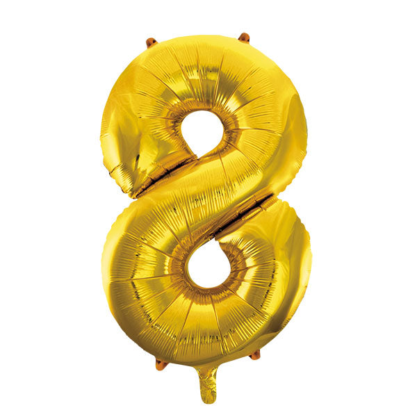 WeFiesta Folieballon 8 Goud 86 cm