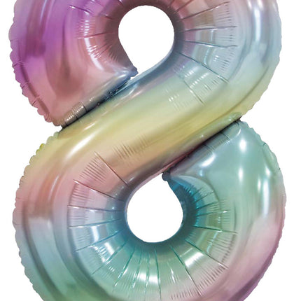 WeFiesta Folieballon 8 Pastel Regenboog 86 cm