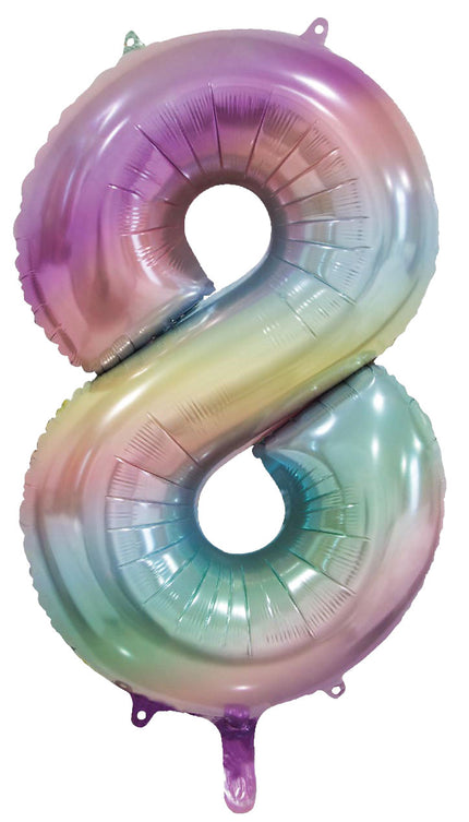 WeFiesta Folieballon 8 Pastel Regenboog 86 cm