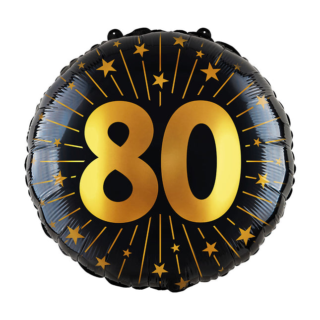 WeFiesta Folieballon 80 Goud Zwart 45 cm