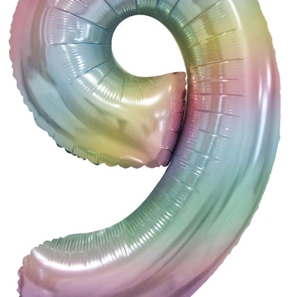 WeFiesta Folieballon 9 Pastel Regenboog 86 cm