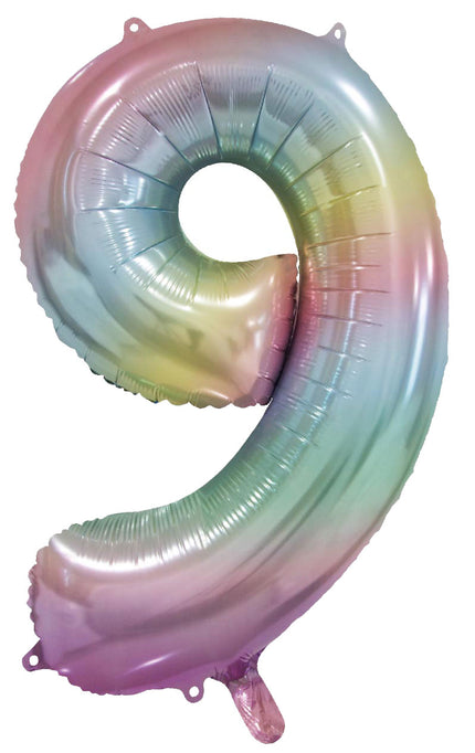 WeFiesta Folieballon 9 Pastel Regenboog 86 cm