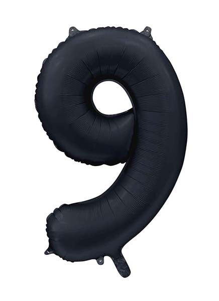 WeFiesta Folieballon 9 Satijn Zwart 86 cm