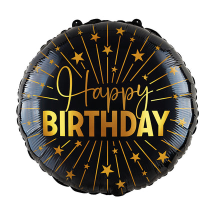 WeFiesta Folieballon Happy Birthday Goud Zwart 45 cm
