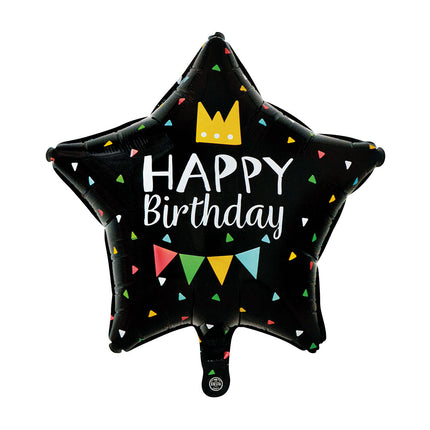 WeFiesta Folieballon Happy Birthday Zwart 45 cm