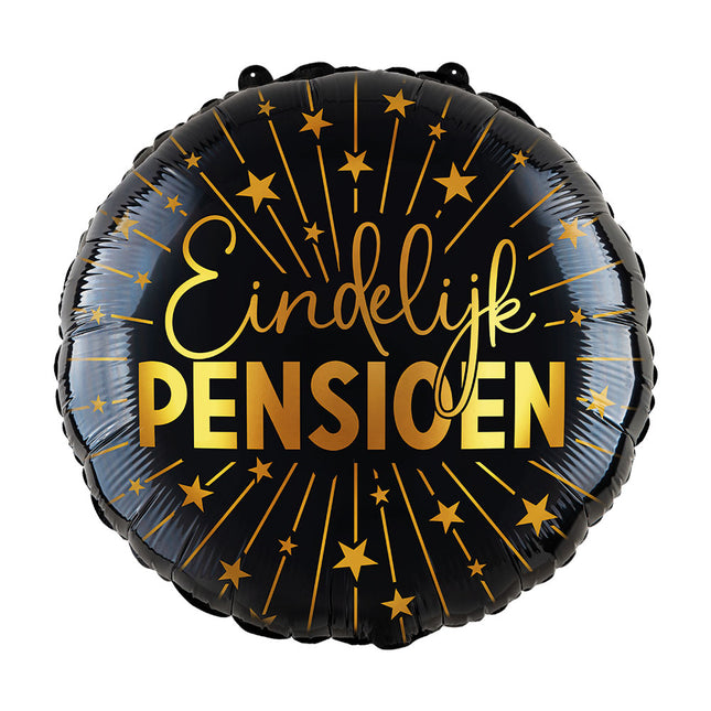 WeFiesta Folieballon Pensioen Goud Zwart 45 cm