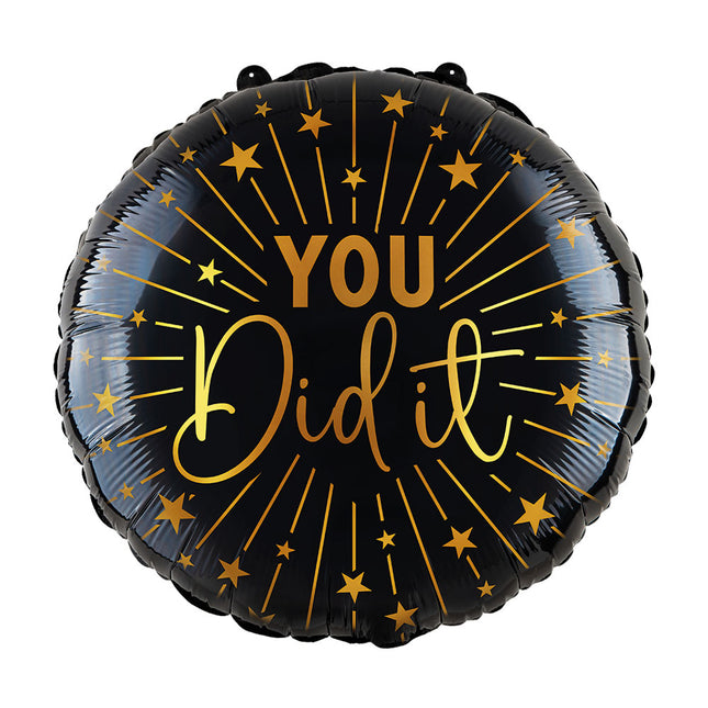 WeFiesta Folieballon You Did it Goud Zwart 45 cm