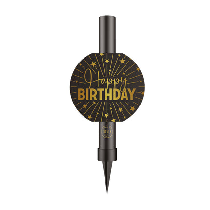 WeFiesta IJsfontein Happy Birthday Zwart 12 cm