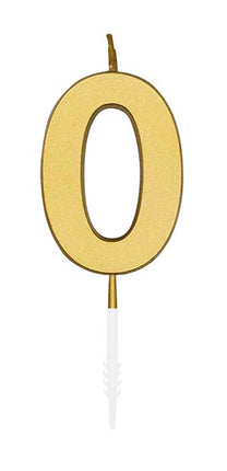WeFiesta Metallic gouden taartkaars cijfer 0 van 4,5 cm