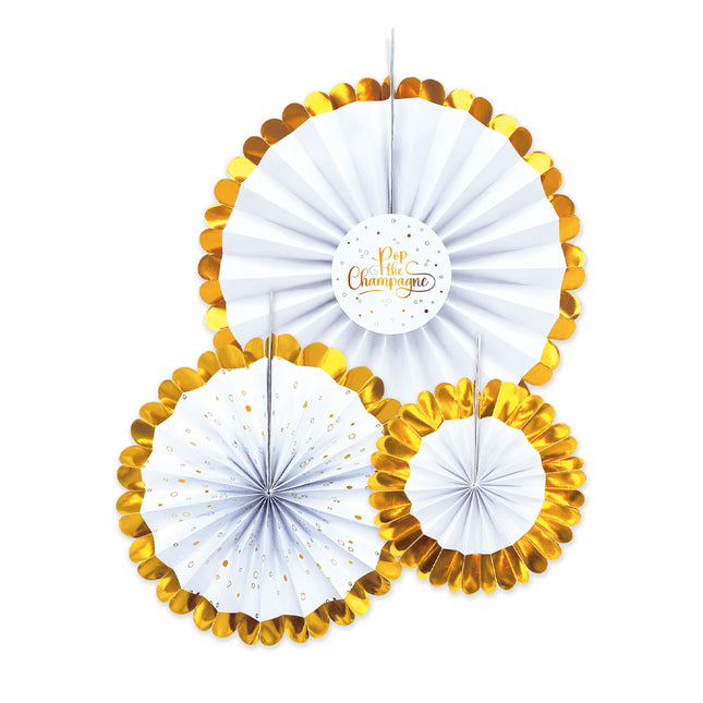 WeFiesta Papieren Waaiers Pop the Champagne 3 stuks