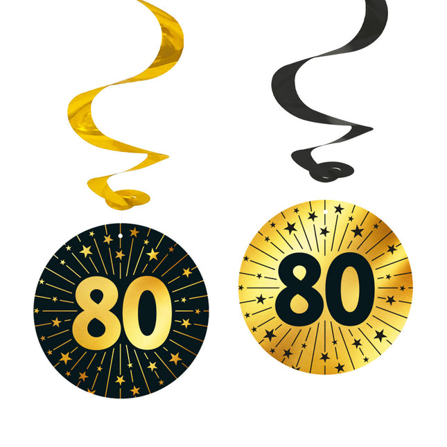 WeFiesta Swirls 80 jaar Goud Zwart 95 cm