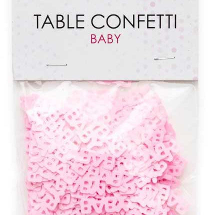 WeFiesta Tafel Confetti Roze tekst Baby - 14 gram