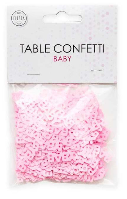 WeFiesta Tafel Confetti Roze tekst Baby - 14 gram