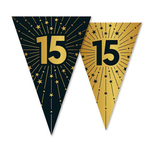 WeFiesta Vlaggenlijn 15 Goud Zwart 10 meter