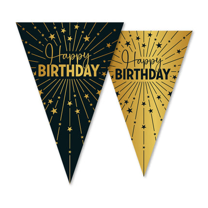 WeFiesta Vlaggenlijn Happy Birthday Goud Zwart 10 meter