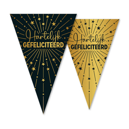 WeFiesta Vlaggenlijn Hartelijk Gefeliciteerd Goud Zwart 10 meter