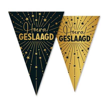 WeFiesta Vlaggenlijn Hoera Geslaagd Goud Zwart 10 meter