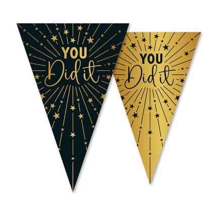 WeFiesta Vlaggenlijn You Did it Goud Zwart 10 meter