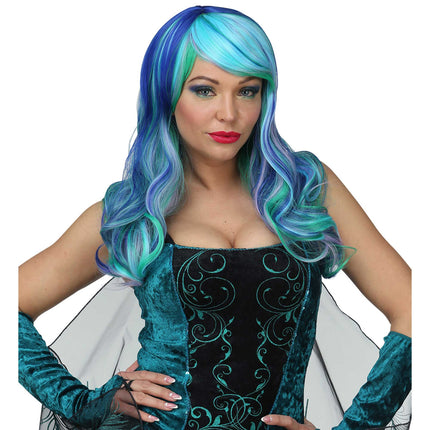 Widmann Milano Party Fashion Dream Hair Leia Cosplay Pruik Blauw Groen