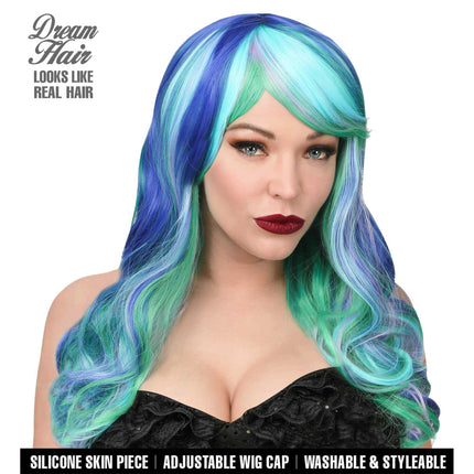 Widmann Milano Party Fashion Dream Hair Leia Cosplay Pruik Blauw Groen