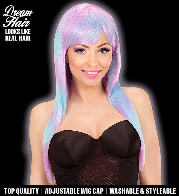Widmann Milano Party Fashion Dream Hair Pruik Melange Fashion lang blauw paars
