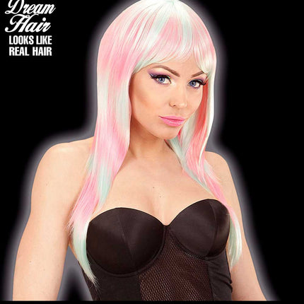 Widmann Milano Party Fashion Dream Hair Pruik Melange Fashion lang roze turquoise